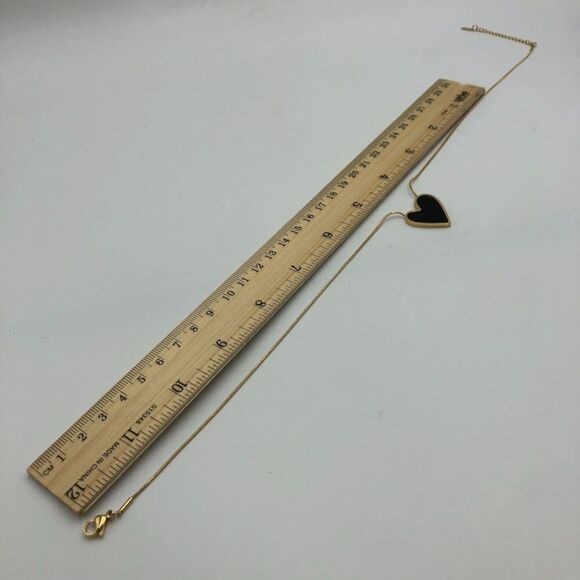 18K Gold Plated Women's Heart Shape Necklace Black Romantic Love Everyday - Picture 11 of 12